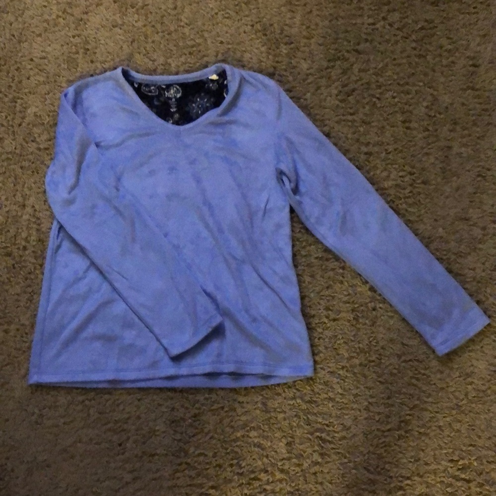 Electric Blue V-Neck Croft & Barrow Faux Fur Top!